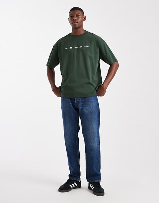 DESIGN Oversized T-shirt With Chest Print In Green