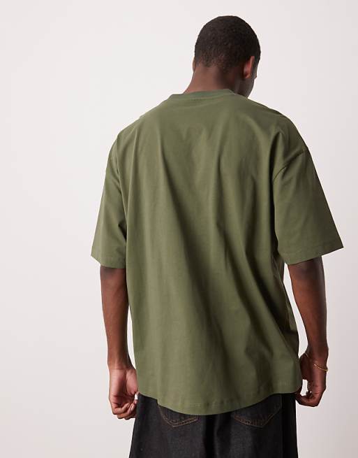DESIGN Oversized T-shirt With Chest Print In Khaki