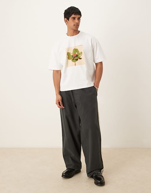 DESIGN Oversized T-shirt With Chest Print In White