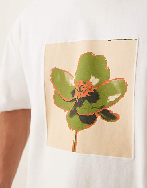 DESIGN Oversized T-shirt With Chest Print In White