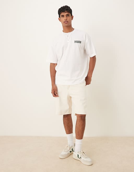 DESIGN Oversized T-shirt With Chest Print In White