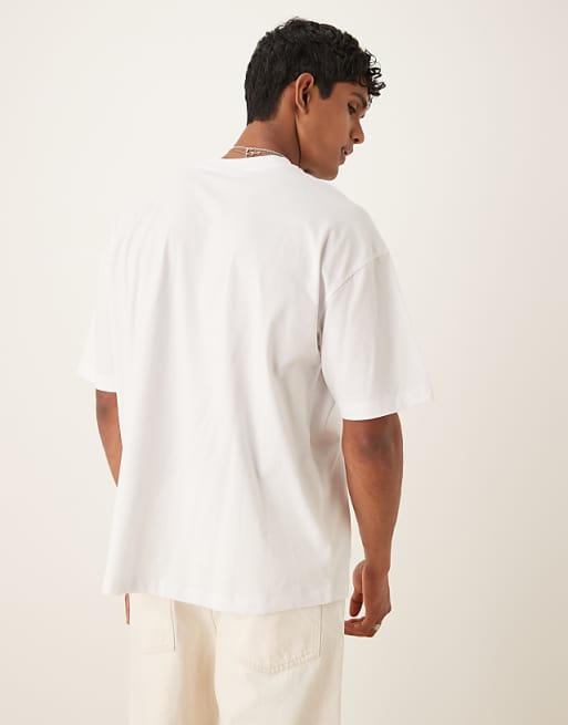 DESIGN Oversized T-shirt With Chest Print In White