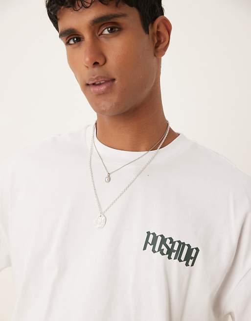 DESIGN Oversized T-shirt With Chest Print In White