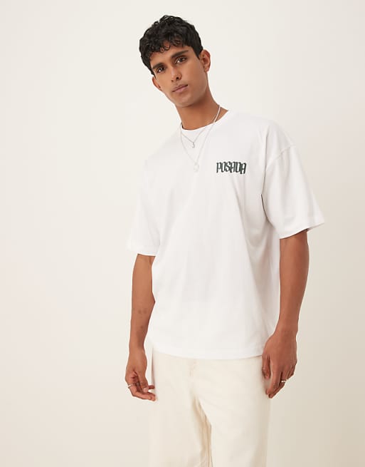 DESIGN oversized t-shirt with chest print in white