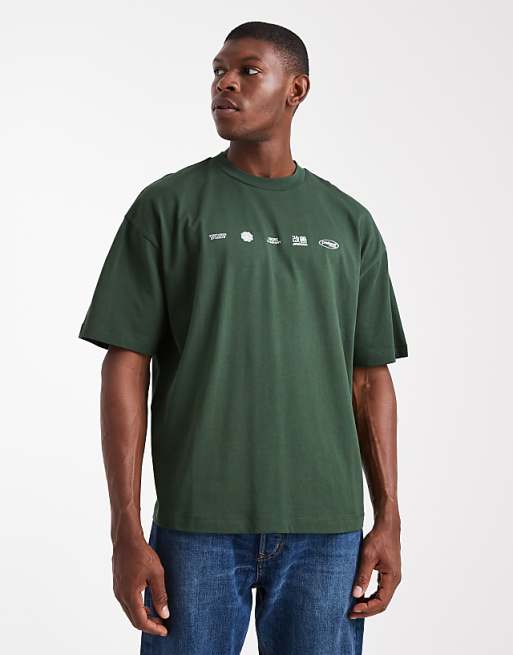 DESIGN oversized t-shirt with chest print in green