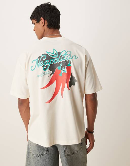 DESIGN oversized t-shirt with chilli print in off white