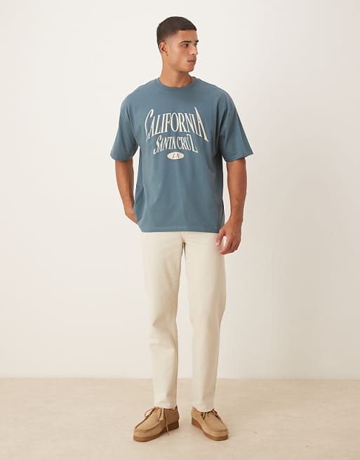 DESIGN Oversized T-shirt With City Graphic In Dark Grey