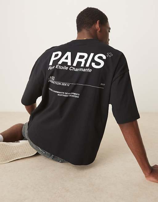 DESIGN Oversized T-shirt With City Graphic In Black