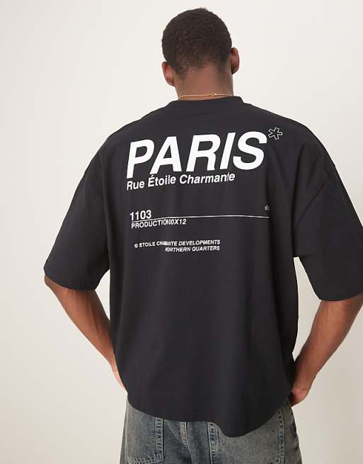 DESIGN oversized t-shirt with City graphic in black