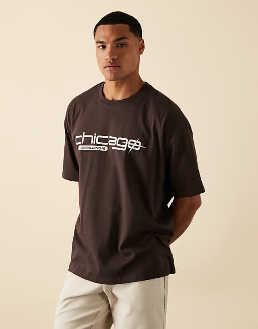 DESIGN Oversized T-shirt With City Graphic In Brown