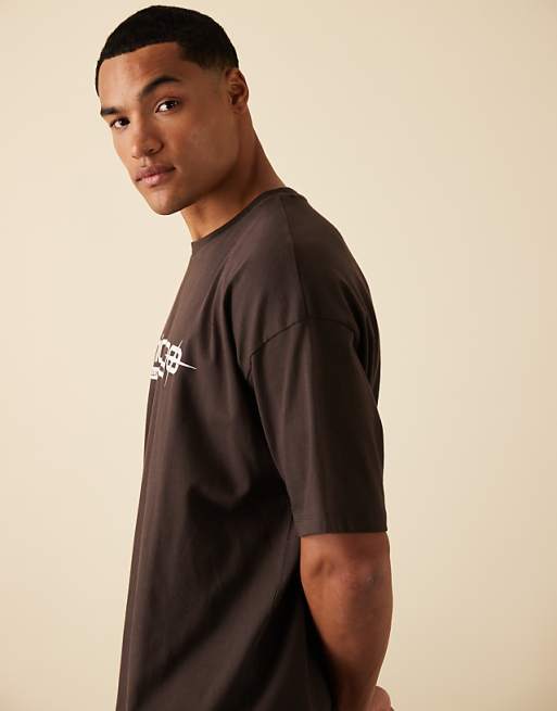 DESIGN Oversized T-shirt With City Graphic In Brown