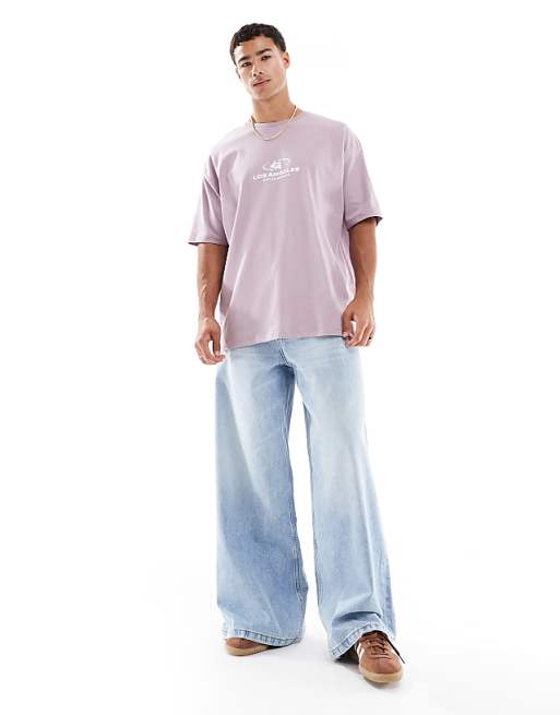 DESIGN Oversized T-shirt With City Graphic In Lilac