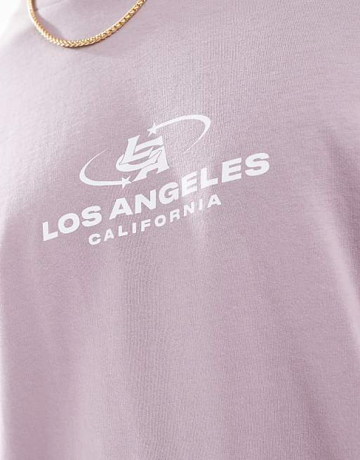 DESIGN Oversized T-shirt With City Graphic In Lilac