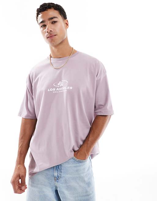 DESIGN oversized t-shirt with city graphic in lilac