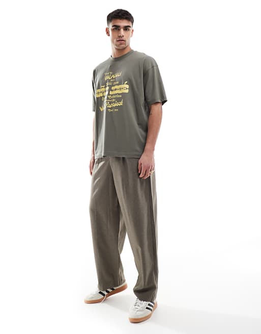 DESIGN Oversized T-shirt With City Graphic In Khaki