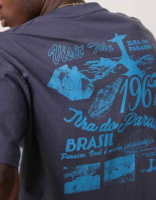 DESIGN Oversized T-shirt With City Graphic In Navy