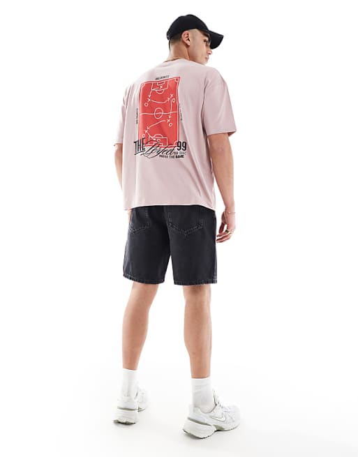 DESIGN Oversized T-shirt With Courtside Graphic In Dusty Pink