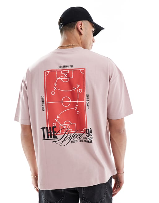 DESIGN oversized t-shirt with courtside graphic in dusty pink