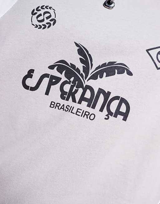 DESIGN Oversized T-shirt With Cut And Sew Tee And Sports Graphic In Grey
