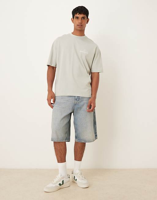 DESIGN Oversized T-shirt With Floral Graphic In Light Grey