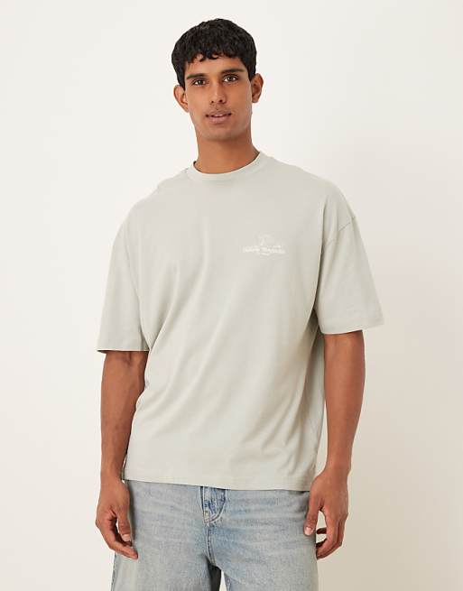 DESIGN Oversized T-shirt With Floral Graphic In Light Grey