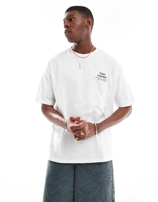 DESIGN Oversized T-shirt With Floral Graphic In White