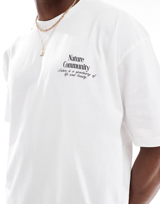 DESIGN Oversized T-shirt With Floral Graphic In White