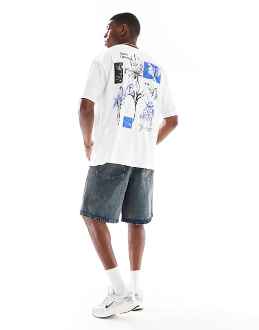 DESIGN Oversized T-shirt With Floral Graphic In White