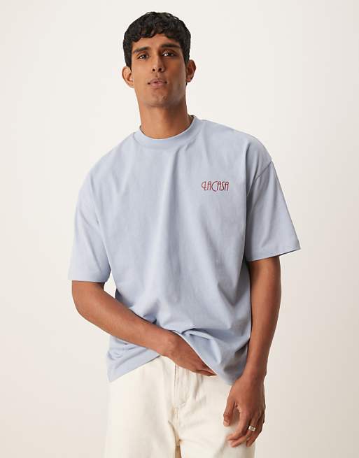 DESIGN Oversized T-shirt With Floral Graphic In Light Blue