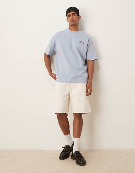 DESIGN Oversized T-shirt With Floral Graphic In Light Blue