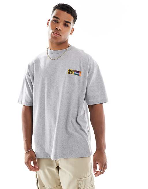 DESIGN Oversized T-shirt With Front And Back Print In Grey Marl