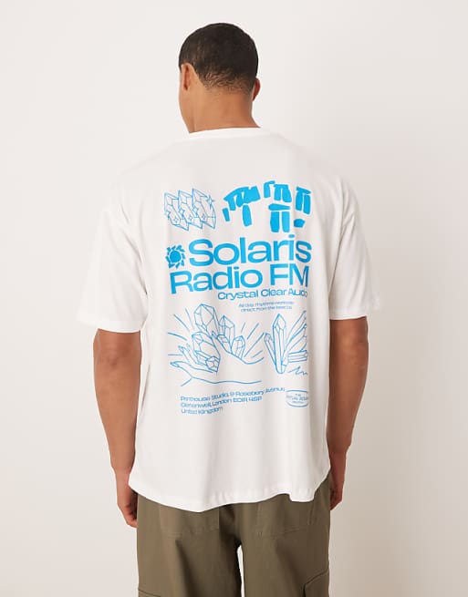 DESIGN oversized t-shirt with front and back graphic in white