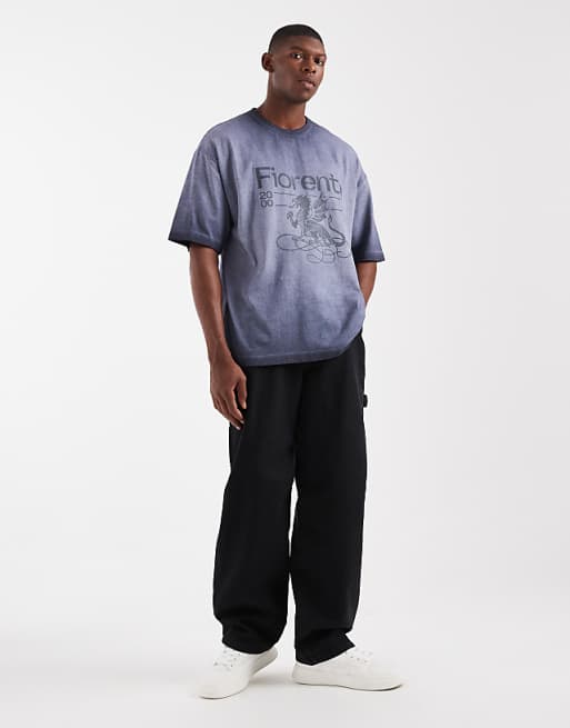 DESIGN Oversized T-shirt With Front Chest Graphic In Washed Blue