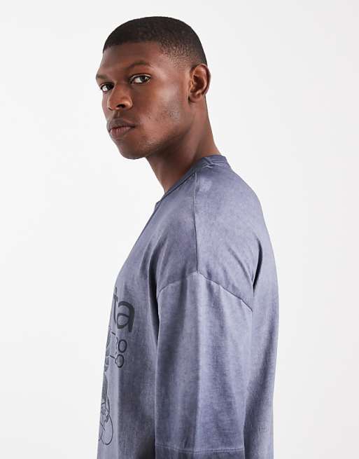 DESIGN Oversized T-shirt With Front Chest Graphic In Washed Blue
