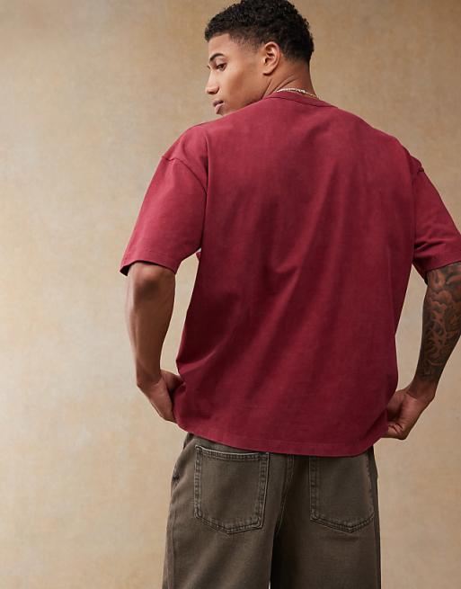 DESIGN Oversized T-shirt With Front Chest Print In Burgundy