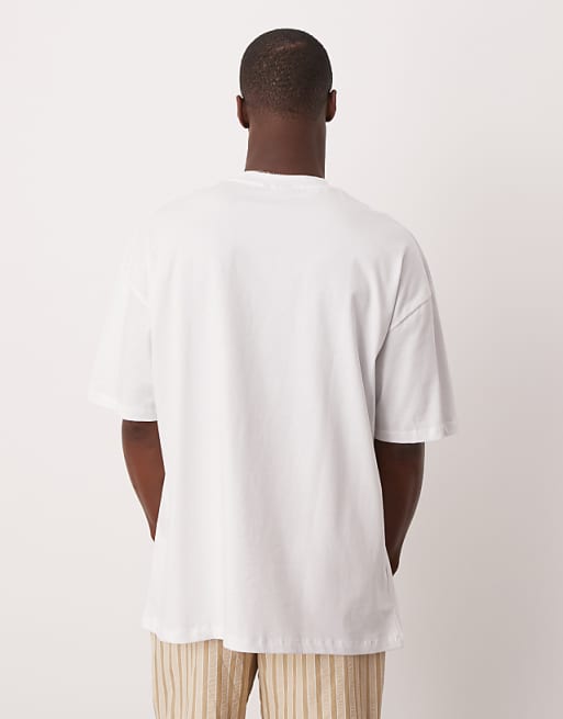 DESIGN Oversized T-shirt With Front Chest Print In White