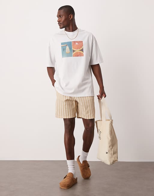 DESIGN Oversized T-shirt With Front Chest Print In White