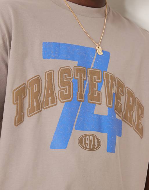 DESIGN Oversized T-shirt With Front City Graphic In Brown