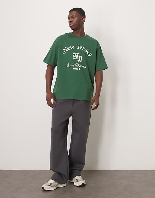 DESIGN Oversized T-shirt With Front City Graphic In Dark Green