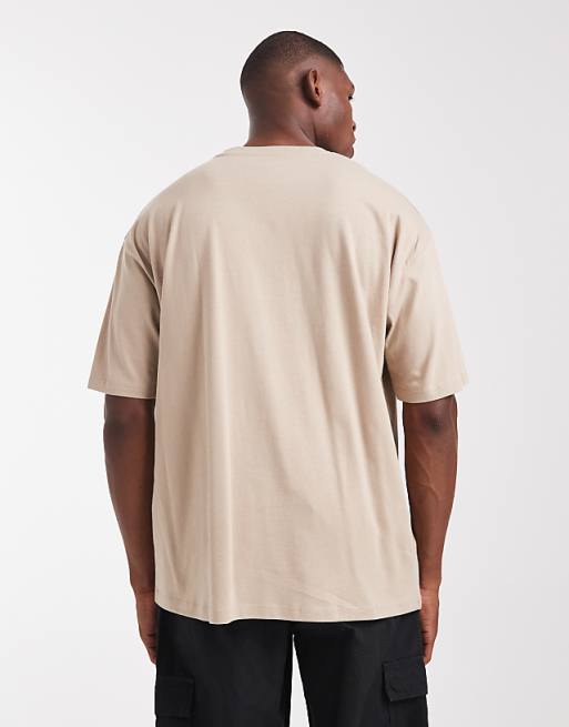 DESIGN Oversized T-shirt With Front Embroidery In Stone