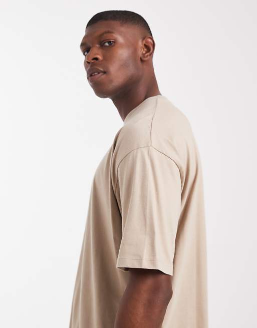 DESIGN Oversized T-shirt With Front Embroidery In Stone