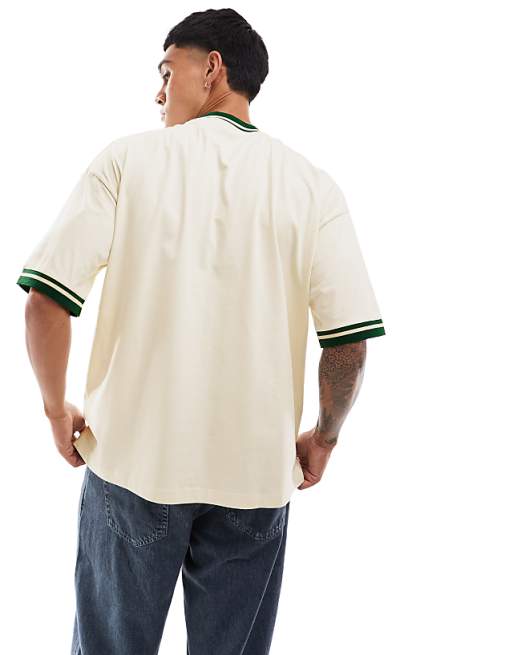 DESIGN Oversized T-shirt With Front Print In Off White