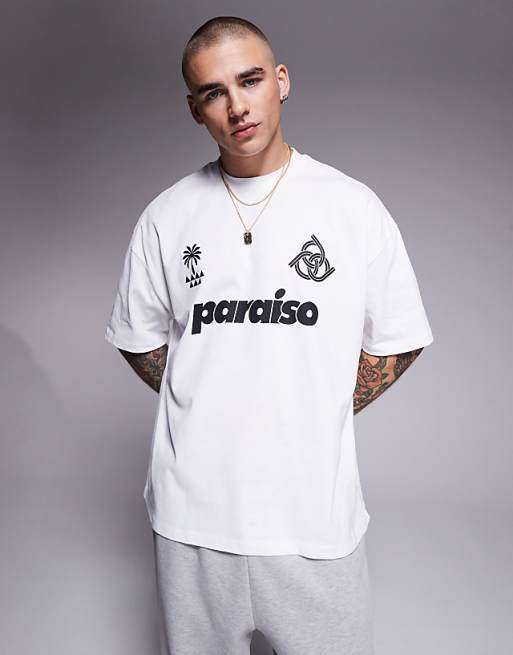 DESIGN Oversized T-shirt With Front Print In White