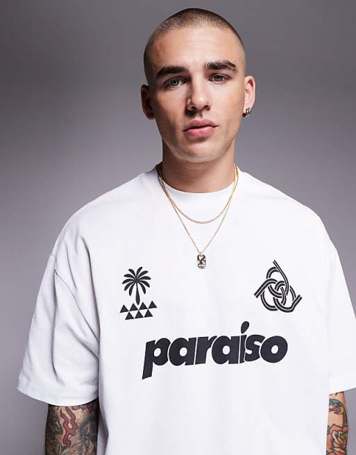 DESIGN oversized t-shirt with front print in white