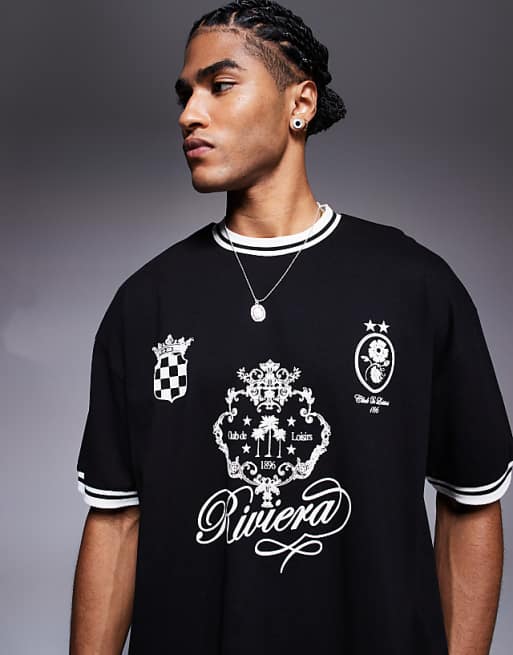 DESIGN Oversized T-shirt With Front Print In Black