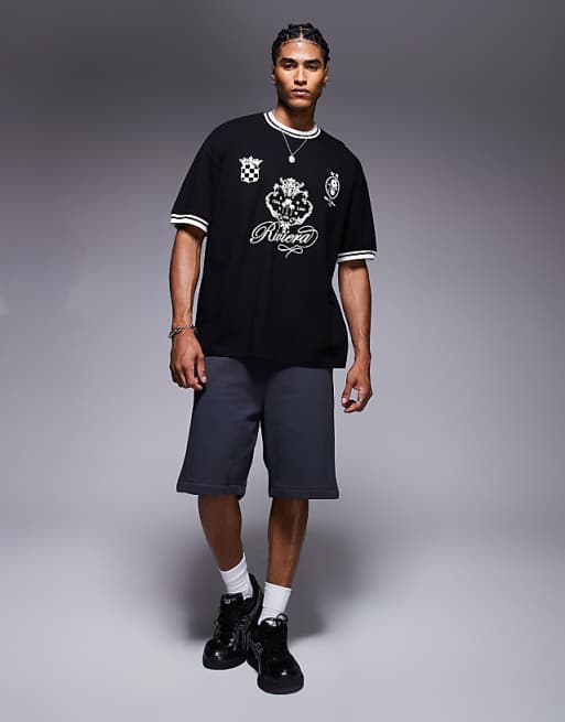 DESIGN Oversized T-shirt With Front Print In Black