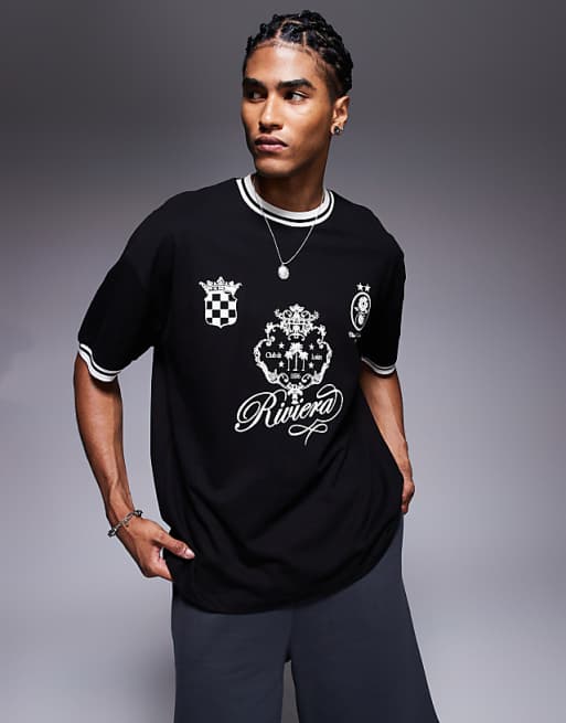 DESIGN oversized t-shirt with front print in black