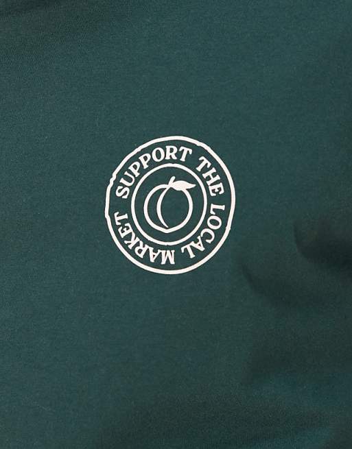 DESIGN Oversized T-shirt With Fruit Graphic In Dark Green