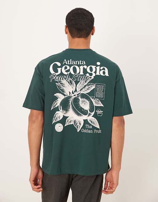 DESIGN oversized t-shirt with fruit graphic in dark green