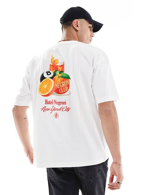 DESIGN oversized t-shirt with fruit graphic in white